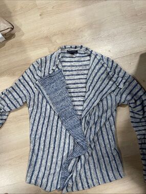 Banana Republic Blue and Cream Striped Open Cardigan